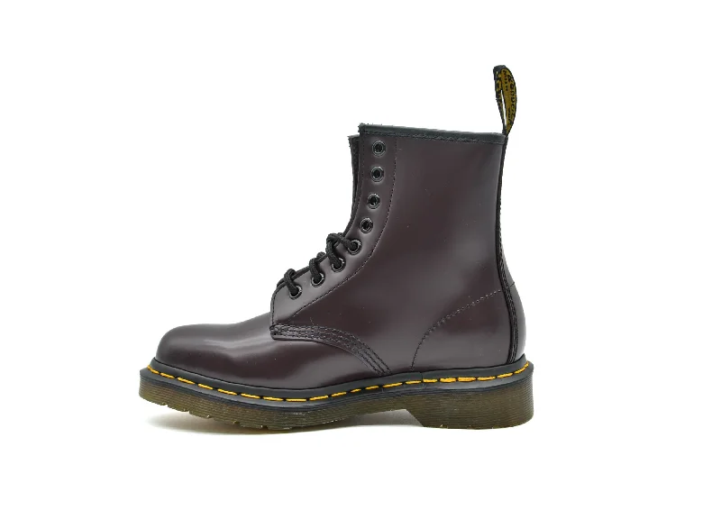 DR. MARTENS 1460 Smooth Leather Lace Up Boots in Burgundy