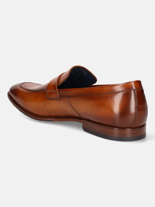 bugatti Cognac Premium Leather Formal Slip-Ons