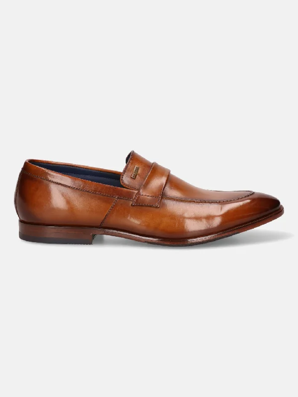 bugatti Cognac Premium Leather Formal Slip-Ons