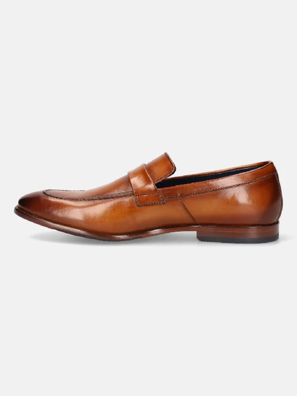 bugatti Cognac Premium Leather Formal Slip-Ons