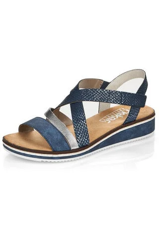 Rieker Womens Sandals V3663 14 blue combi