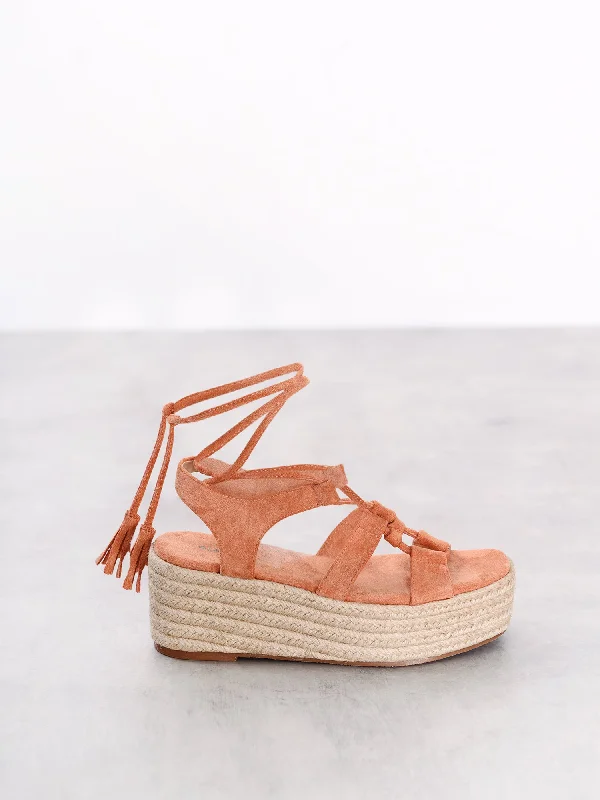 Tan Chunky Espadrille Flat Form Sandals