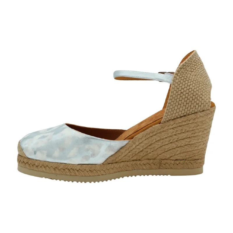 UNISA Silver Printed Leather Espadrille Castilla