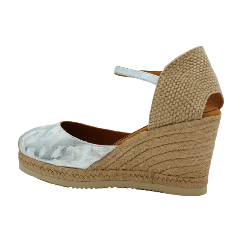 UNISA Silver Printed Leather Espadrille Castilla