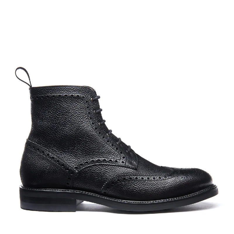 Black Grain-Calf 6 Eye Derby Brogue Boot