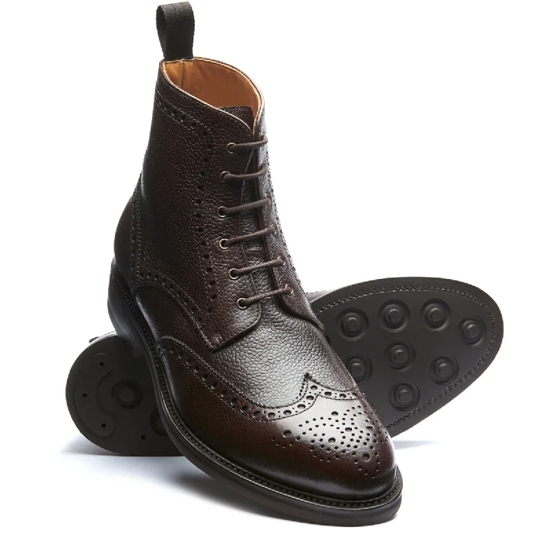 Walnut Brown Grain-Calf 6 Eye Derby Brogue Boot