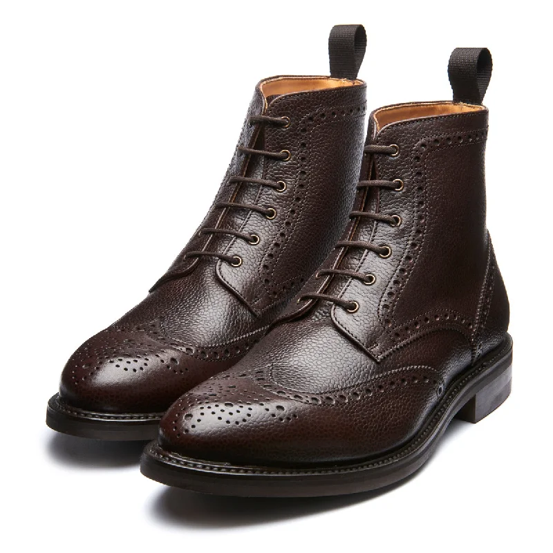 Walnut Brown Grain-Calf 6 Eye Derby Brogue Boot