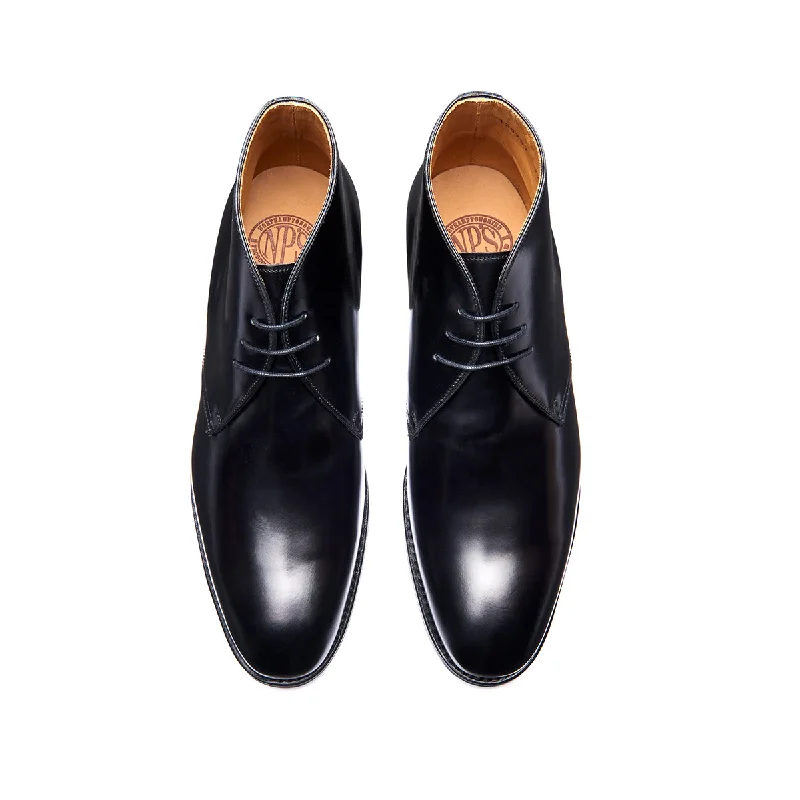 Black Hi-Shine 3 Eye Chukka Boot