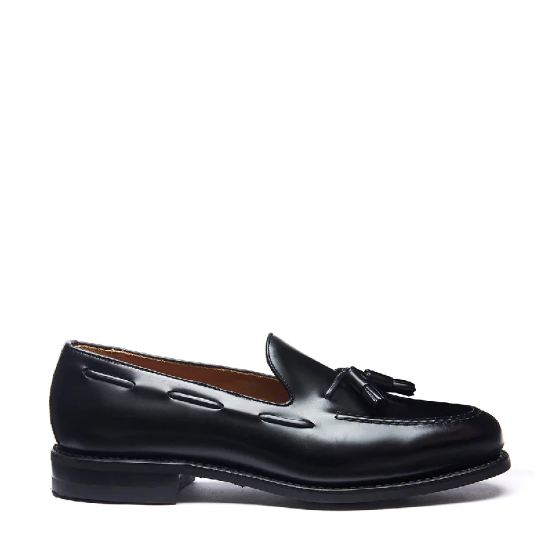 Black Hi-Shine Tassel Loafer