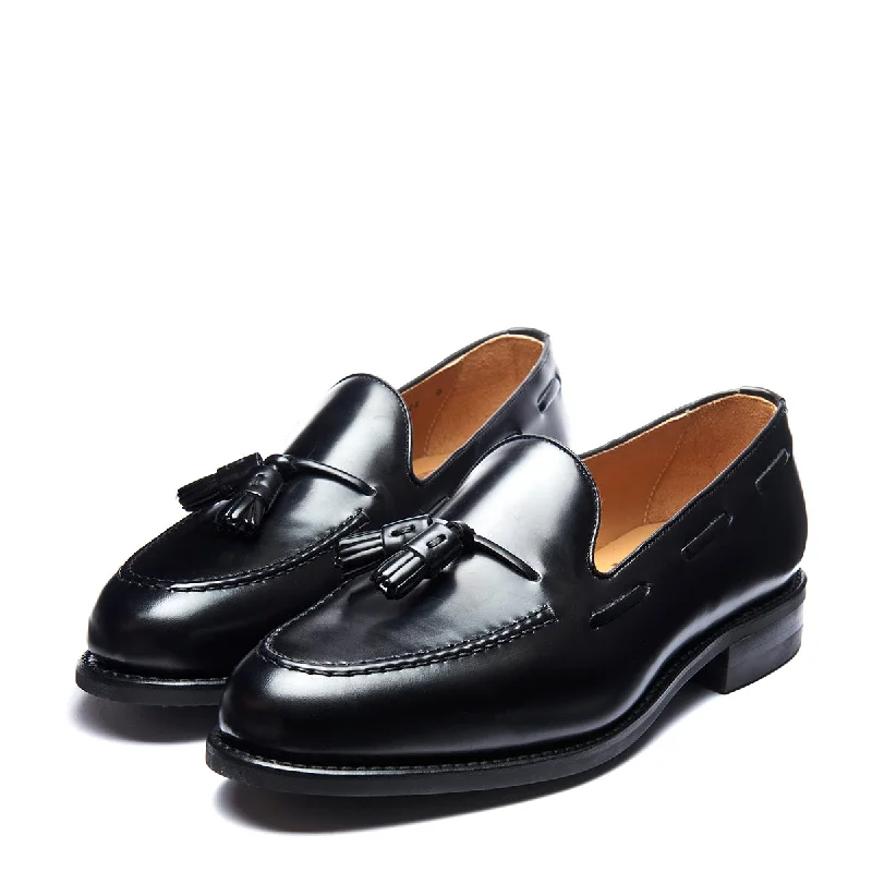 Black Hi-Shine Tassel Loafer