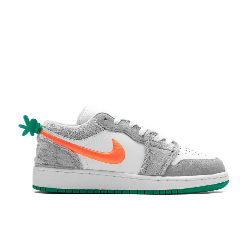 Air Jordan 1 Low SE 'Rabbit' (GS) - Light Smoke Grey/Total Orange/White