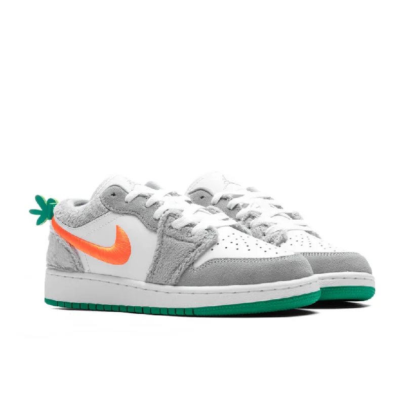 Air Jordan 1 Low SE 'Rabbit' (GS) - Light Smoke Grey/Total Orange/White