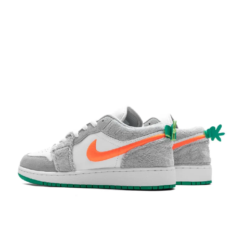 Air Jordan 1 Low SE 'Rabbit' (GS) - Light Smoke Grey/Total Orange/White