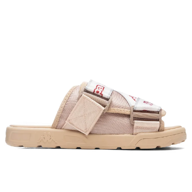 Logo Tape Kalpi Sandals - Beige/Light Pink