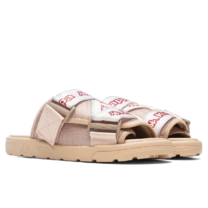 Logo Tape Kalpi Sandals - Beige/Light Pink