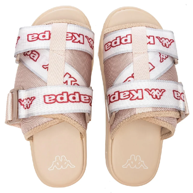 Logo Tape Kalpi Sandals - Beige/Light Pink