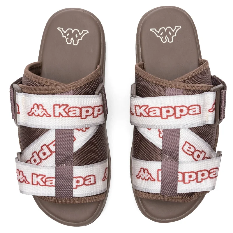 Logo Tape Kalpi Sandals - Brown/Light Pink