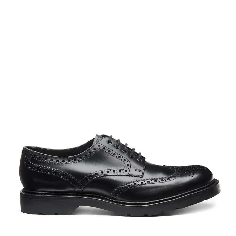 Black Greasy 5 Eye Gibson Brogue Shoe