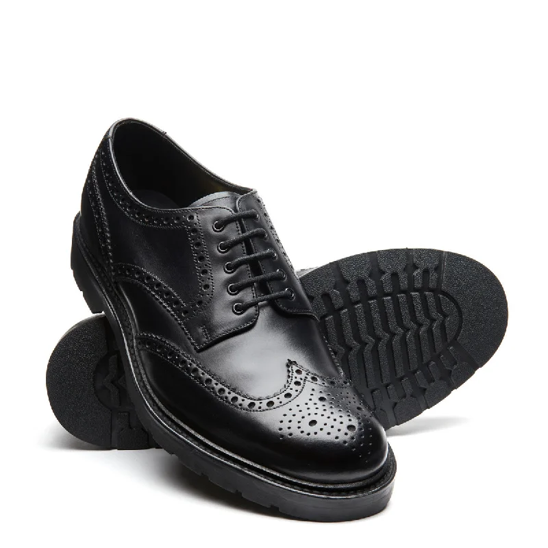 Black Greasy 5 Eye Gibson Brogue Shoe