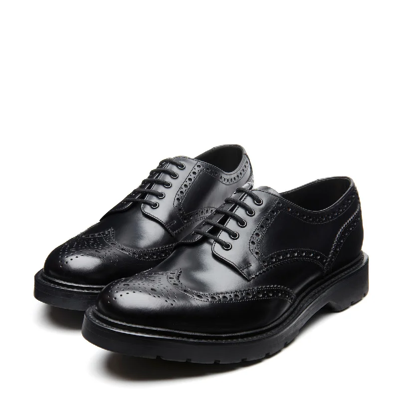 Black Greasy 5 Eye Gibson Brogue Shoe