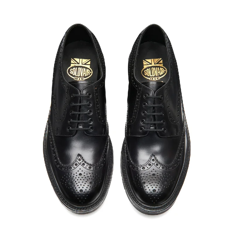 Black Greasy 5 Eye Gibson Brogue Shoe