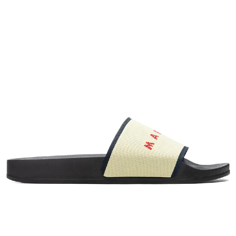 Rubber Slide - Ecru/Blue Black/Red