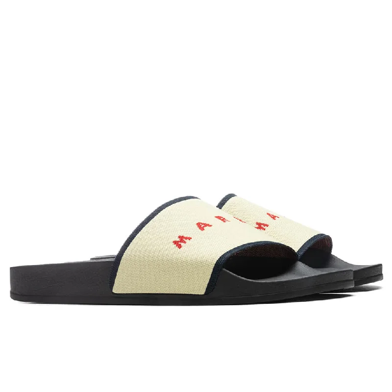 Rubber Slide - Ecru/Blue Black/Red