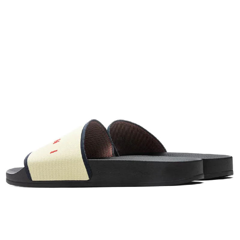 Rubber Slide - Ecru/Blue Black/Red