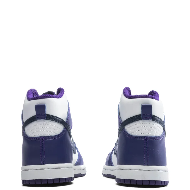 Dunk High (PS) - White/Midnight Navy/Electro Purple