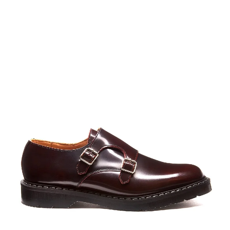 Burgundy Rub-Off Double Buckle Monk Shoe