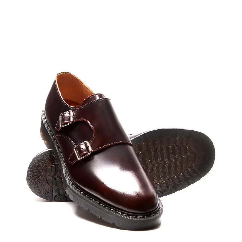 Burgundy Rub-Off Double Buckle Monk Shoe