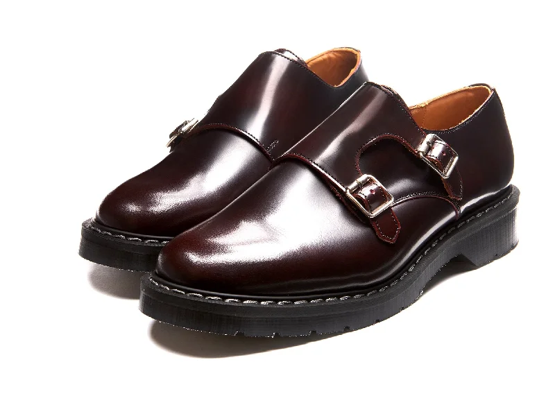 Burgundy Rub-Off Double Buckle Monk Shoe