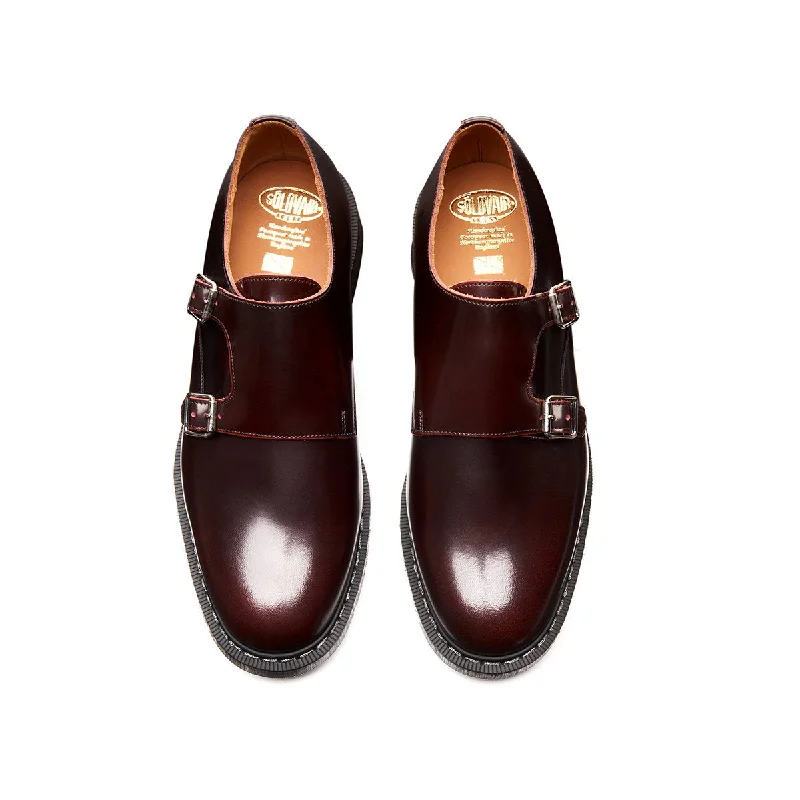 Burgundy Rub-Off Double Buckle Monk Shoe