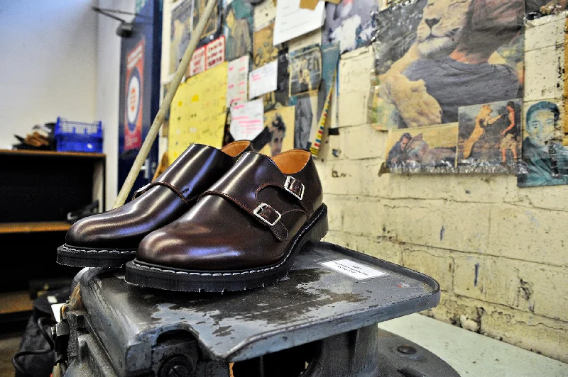 Burgundy Rub-Off Double Buckle Monk Shoe