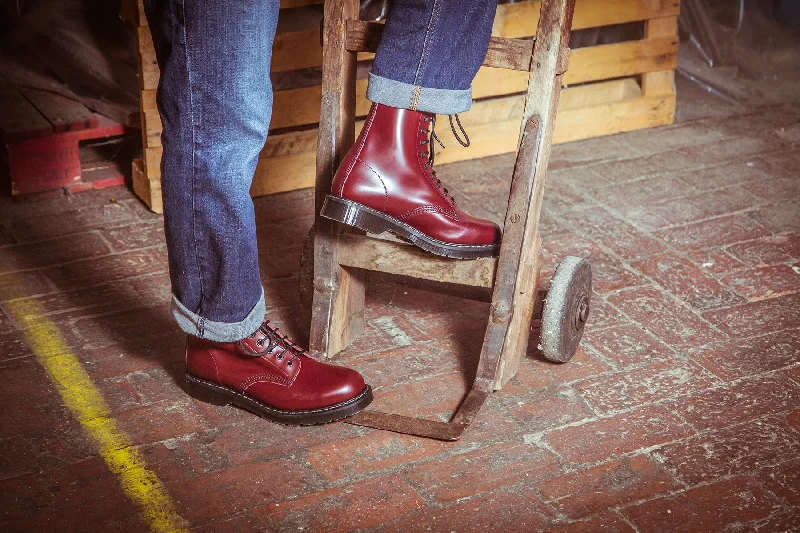 Oxblood Hi-Shine 11 Eye Derby Boot