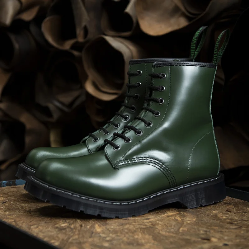 Green Hi-Shine 8 Eye Derby Boot