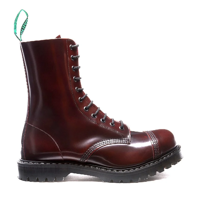 Burgundy Rub-Off 11 Eye Steel Toe Derby Boot