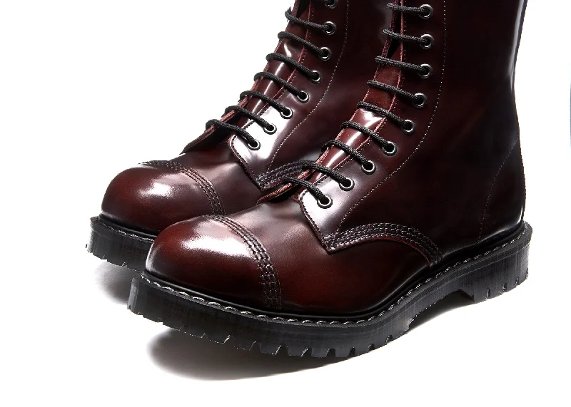 Burgundy Rub-Off 11 Eye Steel Toe Derby Boot