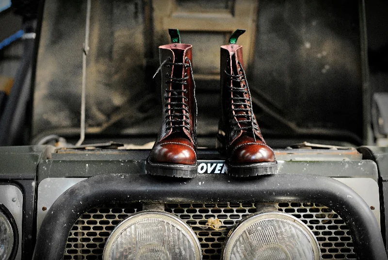 Burgundy Rub-Off 11 Eye Steel Toe Derby Boot