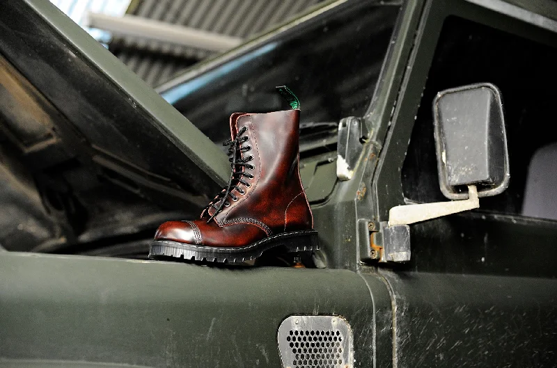 Burgundy Rub-Off 11 Eye Steel Toe Derby Boot