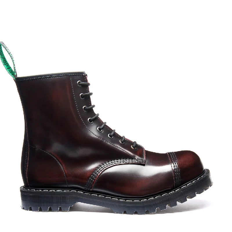 Burgundy Rub-Off 8 Eye Steel Toe Derby Boot