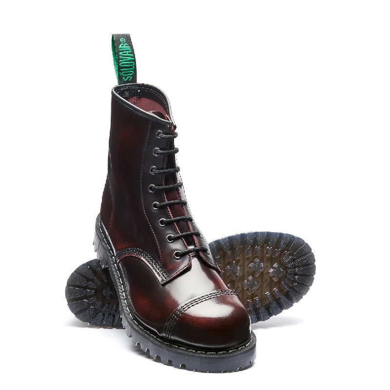 Burgundy Rub-Off 8 Eye Steel Toe Derby Boot