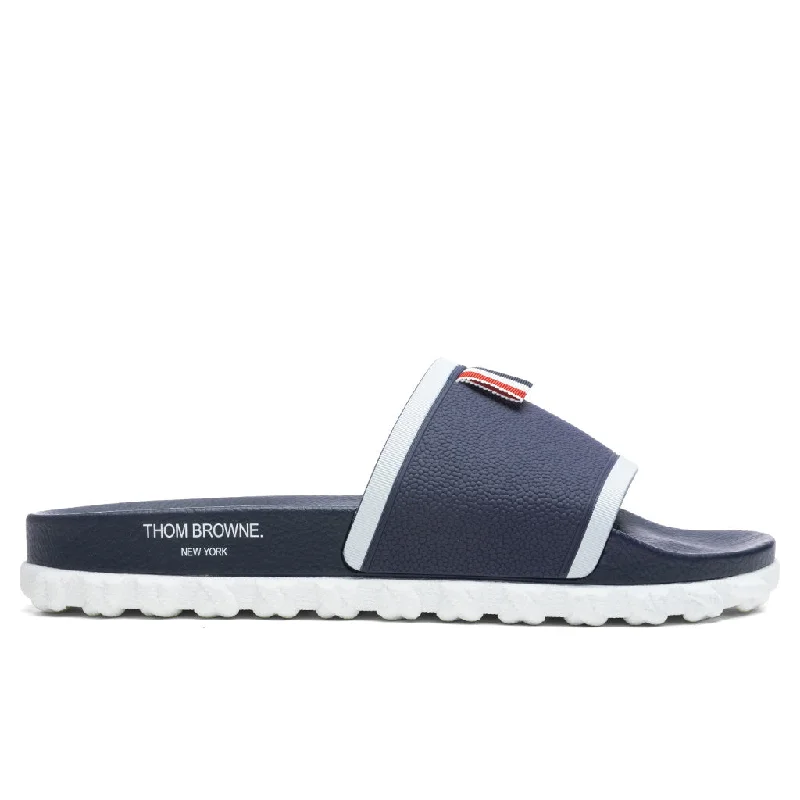 Cable Knit Sole Pool Slide - Navy