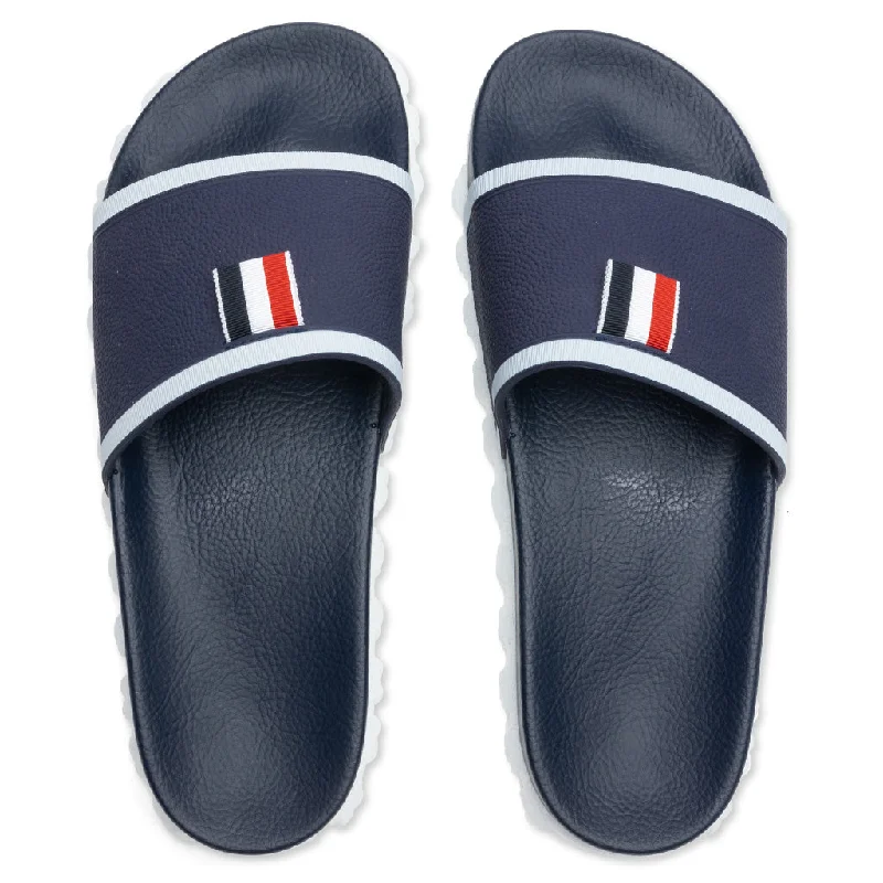 Cable Knit Sole Pool Slide - Navy