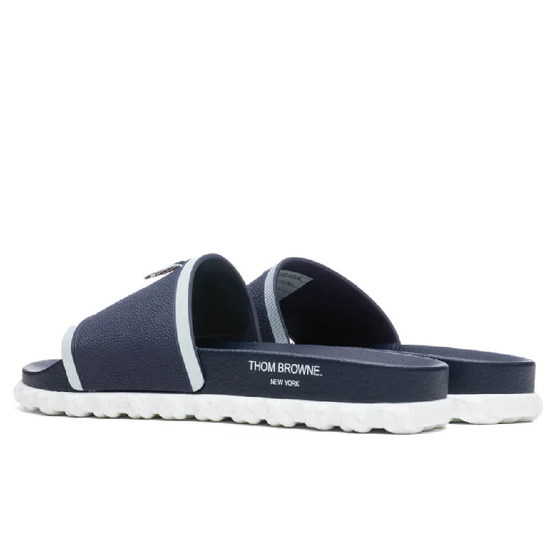 Cable Knit Sole Pool Slide - Navy